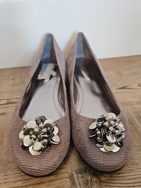Calvin Klein Maxee Grey Metallic Ballet Flats